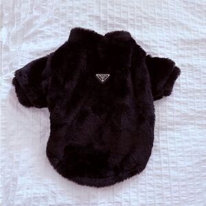 Luxurious Black Dog Soft Fuzzy Coat